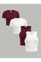 Women's 4-Pack Corded Fabric Ribbed Knit Cotton Pack Body-Fitting Crew Neck T-Shirt-Tank Top Set C Cropped Blouse