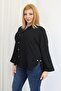 Plus Size Ayrobin Fabric Shirt with Pearl Brooches on the Sides - 4