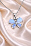 Elegant Butterfly Shaped Women's Necklace with Natural Stone Detail - 2