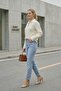 Women's Ecru Classic Regular Fit Long Sleeve Buttoned Woven Shirt – Women's Shirt Blouse - 4