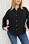 Plus Size Ayrobin Fabric Shirt with Pearl Brooches on the Sides - 6