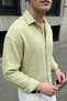 Yurin Men's Premium Muslin 100% Cotton Oversize Light Green Long Sleeve Shirt - 8