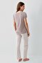 Women's Short Sleeve Printed Pajama Set – 50% Cotton 50% Modal, Striped Bottom with Pockets - 4