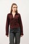 Burgundy Ruched Poplin Women's Shirt - 3