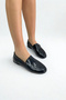 Black Matte Patent Leather Knitted Flat Sole Women's Shoes P9040 - 3