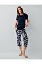 Women's Capri Pajama Set with Pockets – 50% Cotton 50% Modal, Short Sleeve, Patterned Bottom - 2