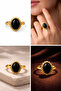 Natural Stone Brass Ring - 3