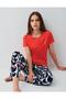 Women's Long-Legged Pajama Set – 50% Cotton 50% Modal, Short Sleeves, Half Button Closure