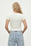 Women's Angela Lux Touch Snap Fastener Short Sleeve Ecru Knitted Blouse - 5