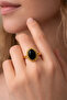 Natural Stone Brass Ring - 2