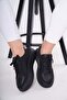 Women's Black Lace-Up Thick Soled Sneakers Sneakers - 2