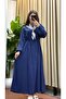 Cupra Fabric Dress with Shawl Detail - 4