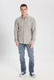 Regular Fit Regular Cut 100% Cotton Stone Color Shirt - 3