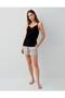 Women's Black 3-Piece Pajama Set – 50% Cotton 50% Modal, Camisole Top, Shorts and Patterned Kimono - 3