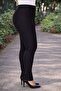 Black Plus Size High Waist and Elasticized Steel Knitted Full-Length Lycra Tight-Leg Pants - 4
