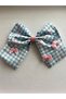Blue Pink Checked 3D Ribbon Bow Bowknot Ribbon Automatic Children's Buckle - 2