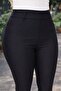 Black Plus Size High Waist and Elasticized Steel Knitted Full-Length Lycra Tight-Leg Pants - 3