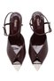 Women's Ankle-Tie Stone High Heeled Open Back Pointed Toe Patent Leather Evening Dress Shoes 17435 - 6