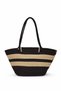 Black Color Block Covered Straw Women's Medium Size Shoulder Bag - 5