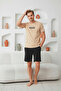 %100 Cotton Lu Short Sleeve Pocketed Men's Shorts Pajama Set 2016 - 4