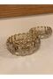 Ashtray 2-Piece Cut-Out Crystal Glass Honey Color Striped Model Diameter 13 cm - 4