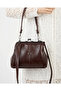 Women's Bitter Brown 4-Compartment Bag with Lined Scholarships and Zipper Closure, Handbag and Shoulder Bag