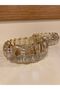 Ashtray 2-Piece Cut-Out Crystal Glass Honey Color Striped Model Diameter 13 cm - 5
