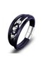 💎   Premium Steel Ball and Navy Blue Leather Bracelet 31834B8D3 - 21 cm