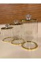 Jar Set of 3 Gold Crystal and Brass Heights 16-14 and 12 cm Diameter 10 cm - 7