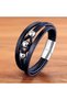💎   Premium Steel Ball and Navy Blue Leather Bracelet 31834B8D3 - 21 cm - 2