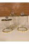 Jar Set of 3 Gold Crystal and Brass Heights 16-14 and 12 cm Diameter 10 cm - 5