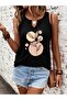 Women's Mix Printed Half V-Neck Sleeveless Regular Fit Comfortable T-Shirt