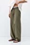Super Baggy Fit Linen Trousers Khaki - 4