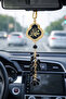 Allah & Muhammad Written Stone Rear View Mirror Ornament Black Gold – Luxury Car Accessory with Crystal Stones - 3