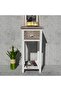 Bedside table with 1 drawer, brown and white - 3