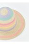 Beige Color Block Baby Girl Straw Fedora Hat - 2