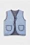 Unisex Kids Cotton Pack Blue Gingham Cat Applique Quilted Vest - Cool Cats Club - 3
