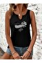 Women's Heart Printed Half V-Neck Sleeveless Regular Fit Casual T-Shirt - 4