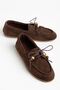 G-03 Brown Suede Beaded String Casual Women's Ballerinas - 4