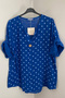 Women's Italian Cobalt Blue Polka Dot Patterned Button Detailed 3/4 Sleeve Loose 100% Cotton Blouse Tunic - 2