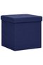 Folding storage stool, blue, imitation canvas - 2