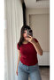 Women's Burgundy Crew Neck Cotton Pack Soft Basic Blouse - 2