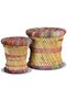 Chindi detail stools, 2 pcs., multicolor, Bamboo - 4