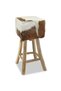 Bar stool, Genuine Leather and solid teak wood - 5