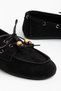 G-03 Black Suede Beaded String Casual Women's Ballerinas - 5