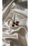 Gold X Detail Red Stone Dangle Earrings - 2
