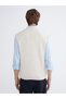Beige V-Neck Diamond Patterned Men's Knitwear Sweater - 4