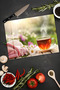 Daisy Flowers and Tea Themed Tempered Glass Cutting Board 30X40 cm Size Uv Printing - Bckt007 - 4