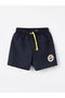 White Crew Neck Printed Boys' Swimming Suit - 4
