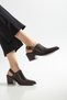Bitter Brown Matte Leather Buckled Pin Detail Closed Front Open Back Western Cowboy Sandals Shoes - 5
